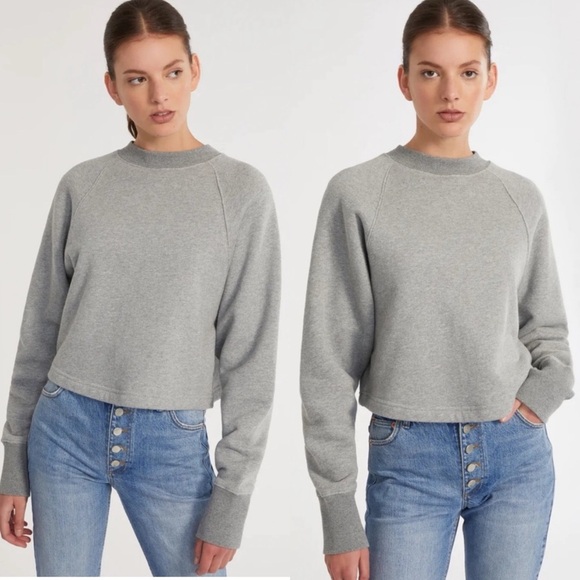 Marissa Web So Uptight Cropped Raglan French Terry Sweatshirt Gray Medium - Picture 1 of 13